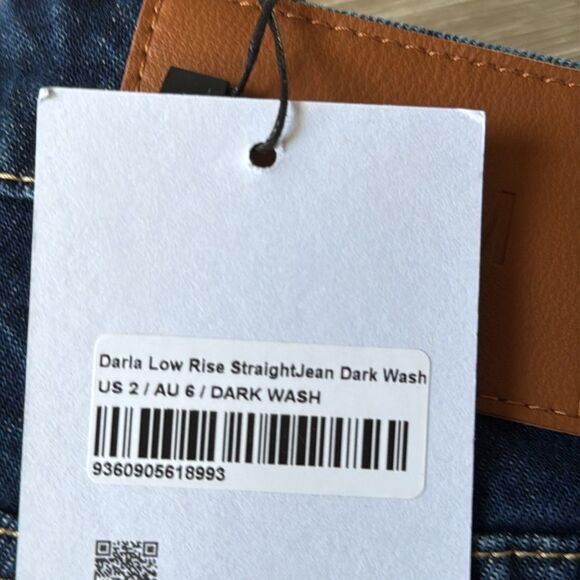 Princess Polly DARLA LOW RISE STRAIGHT JEAN DARK WASH size 2 NWT in packaging - Picture 8 of 9